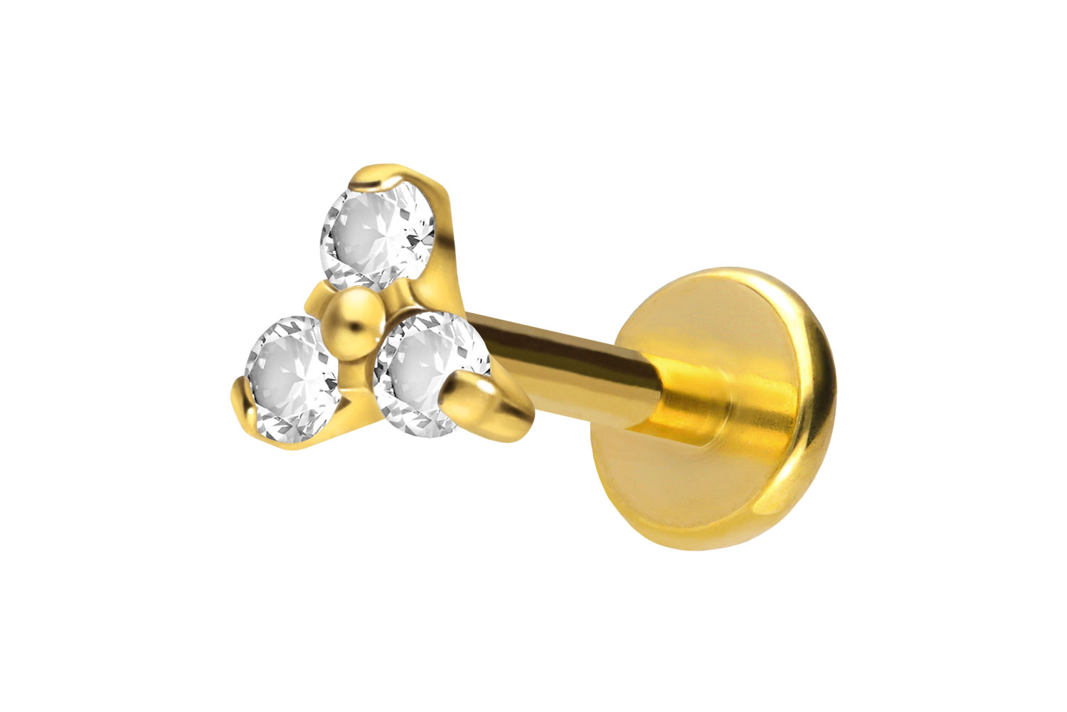 Titan Labret Piercing mit Push Fit KRISTALLBLUME